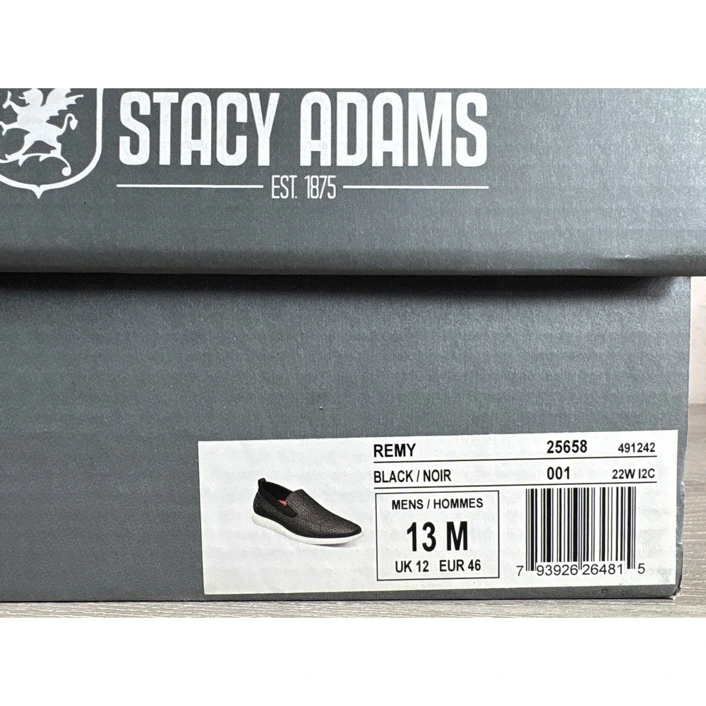 Stacy Adams Remy Mens 13 M Black Perforated Slip On Sneakers‎ Redzone 25658-001